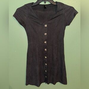 Black suede button down dress